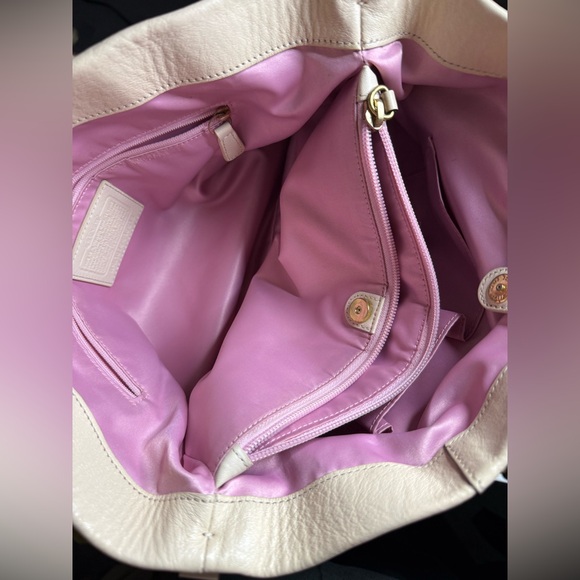 Coach Ashley Leather Carryall Shoulder Bag Beige Cream - Picture 7 of 10